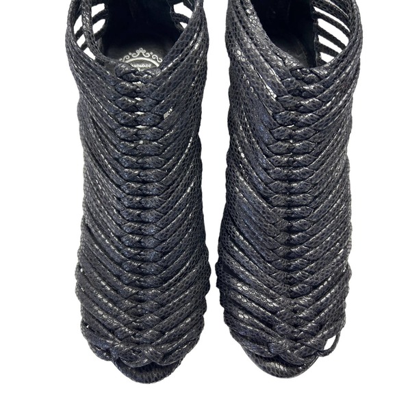 Jeffrey Campbell Ibiza Last Black snake embossed Leather Wedge shoes W Size 6 - Picture 4 of 16